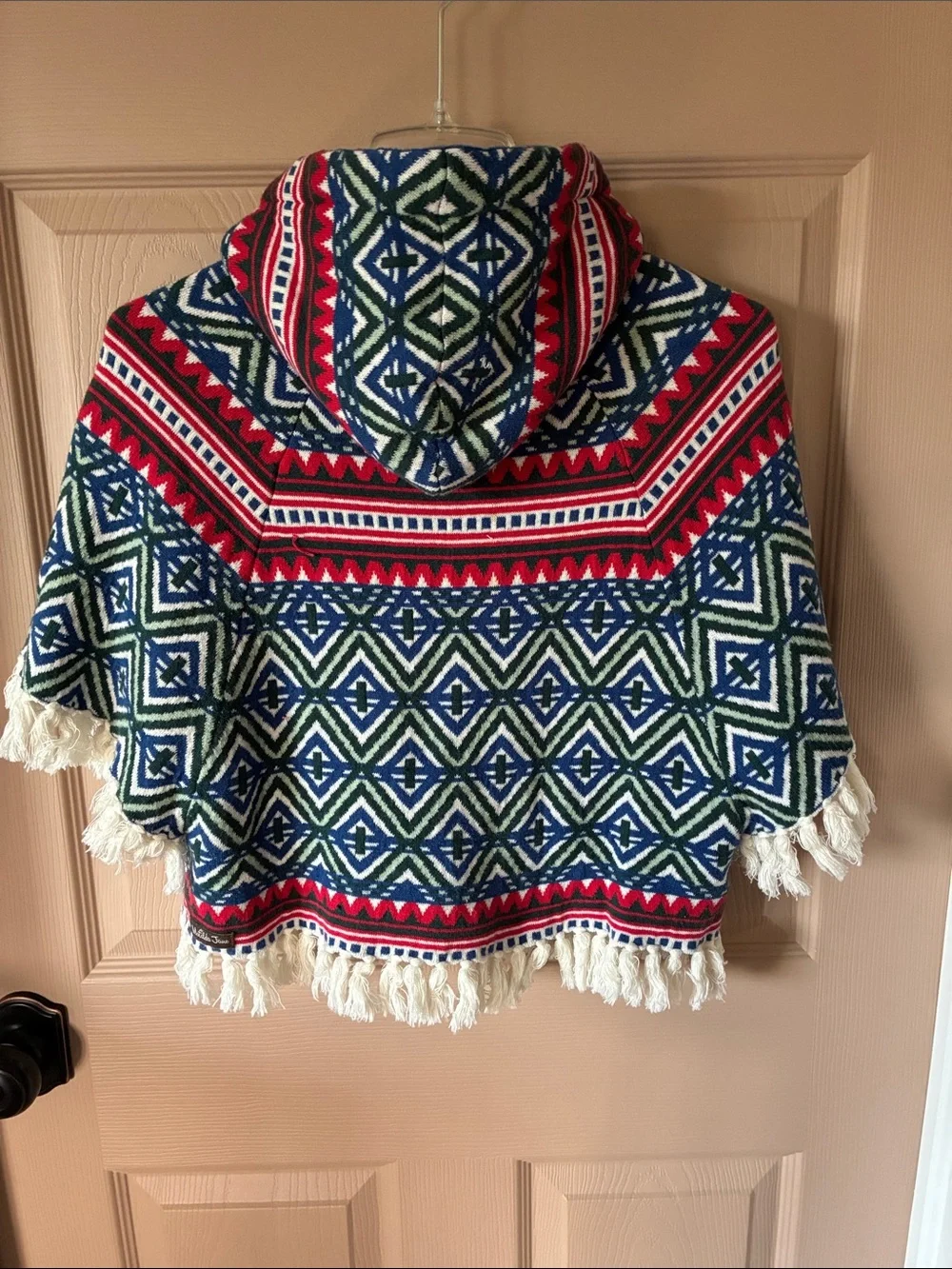 Matilda, Jane Kids Hooded Fringe poncho sweater Jacket - Multicolor Pattern